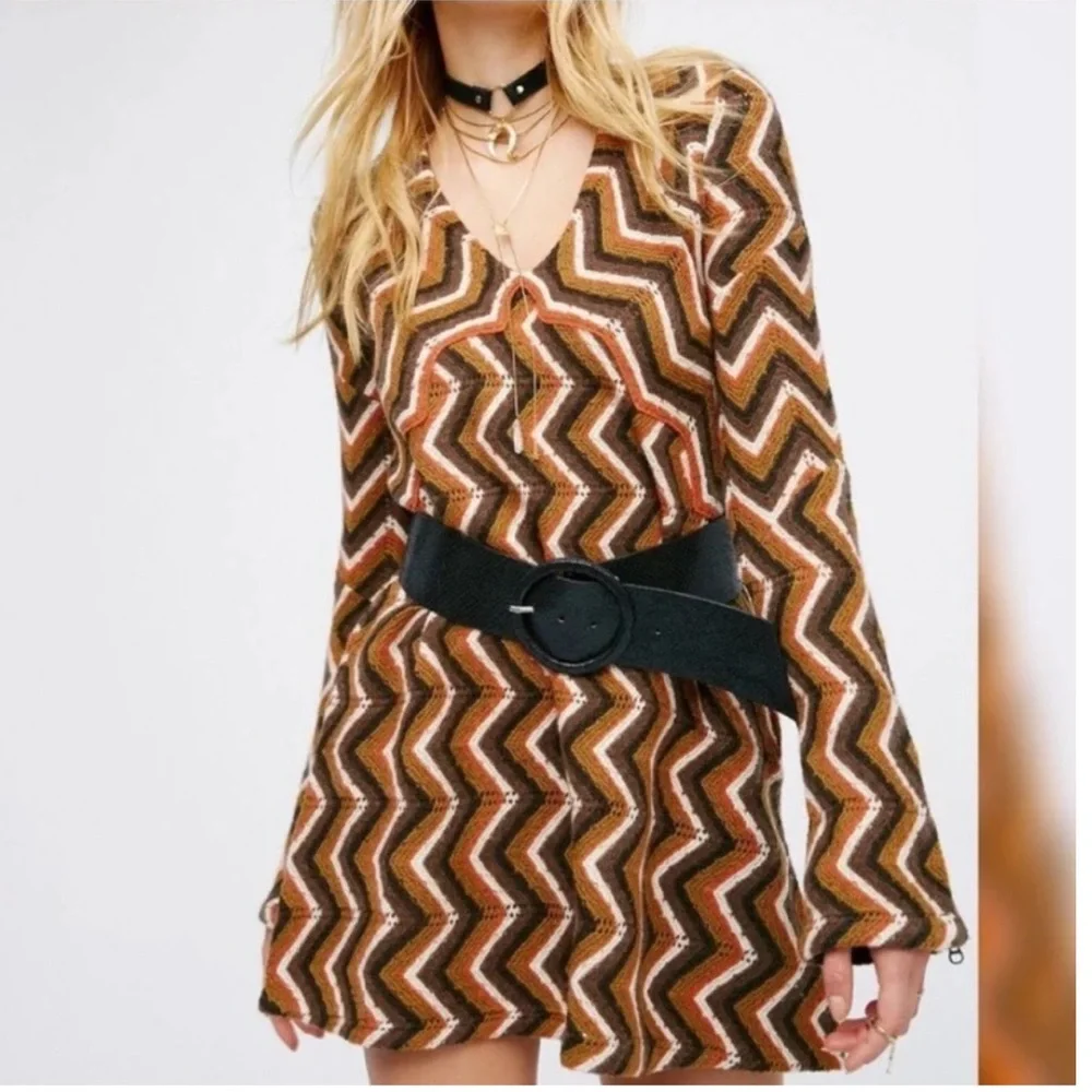 Free People Rhiannon Chevron Sweater dress. Size medium.
